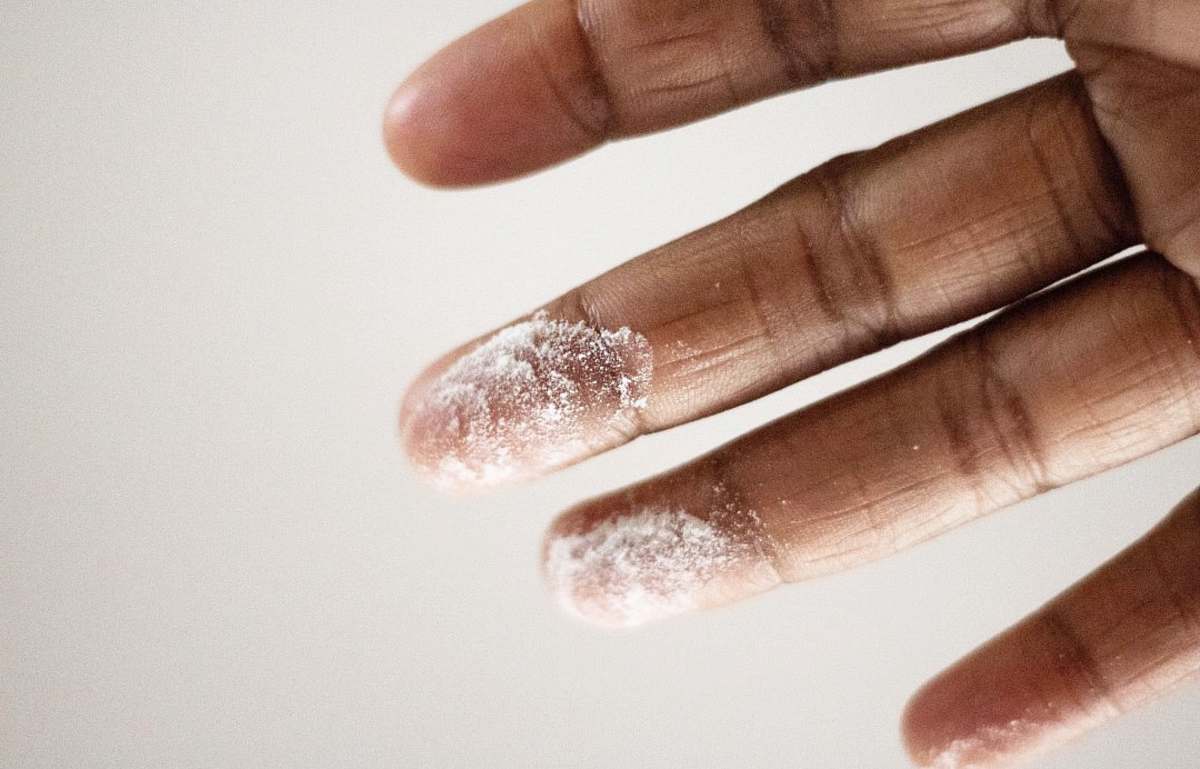 contra costa canal trail close-up photo of person's finger with white powder concord